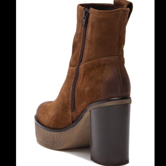Brown Suede Heeled Boot--Tronchetto Con Tacco E Plateau - Picture 3 of 7